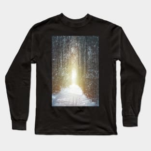 Road through winter forest Long Sleeve T-Shirt